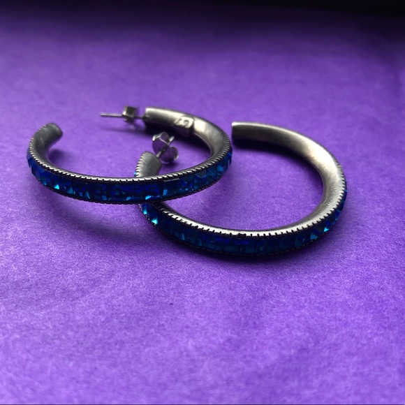 NWOT-sterling silver and blue stones earrings - Picture 2 of 8